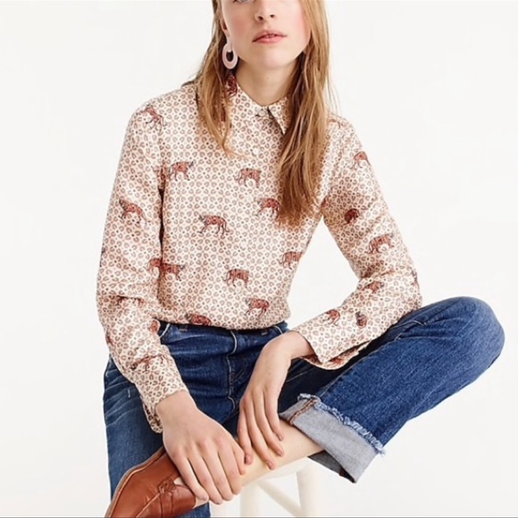 NWT J. Crew silk tiger print shirt | Size 16 - Picture 2 of 7